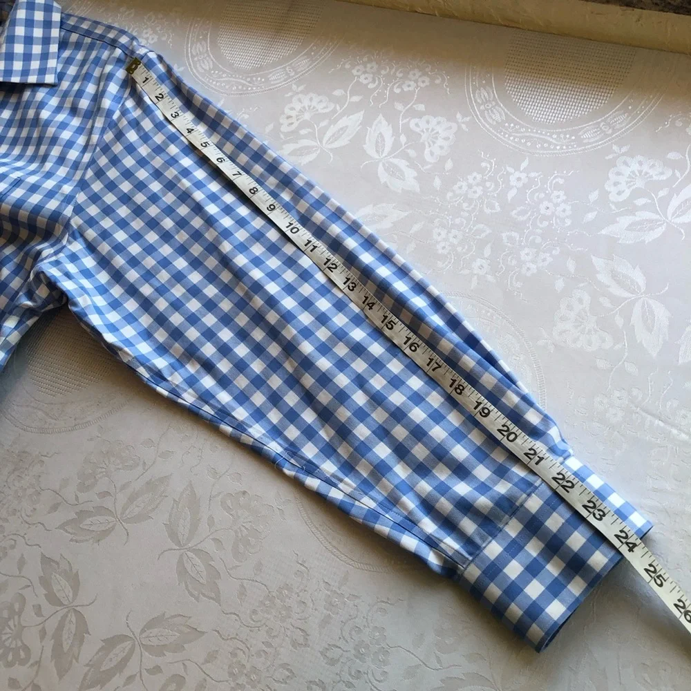 Nordstrom Wrinkle-Free Blue/White Checkered Button-Up Shirt Men’s Size 16.5 34
